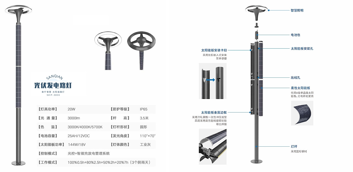 太陽能發(fā)電燈桿技術(shù)參數(shù)
